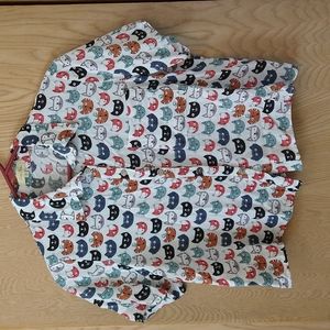 Cats Graphic Cropped Button Up